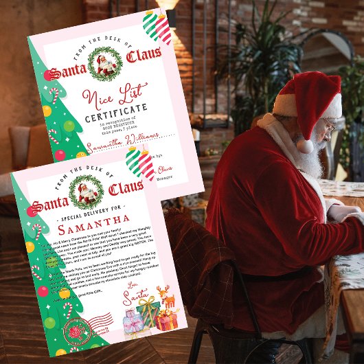 Carte Christmas Letter from Santa Nice List Certificate