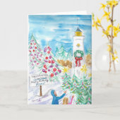 Carte Christmas Lighthouse Christian Snow Grey Card (Fleur jaune)