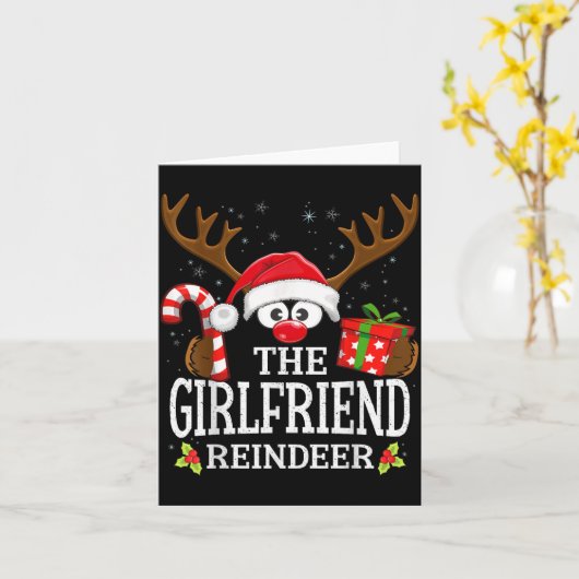 Carte Christmas Matching The Girlfriend Reindeer Family (Fleur jaune)