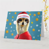 Carte Christmas Meerkat Père Noël (Fleur jaune)
