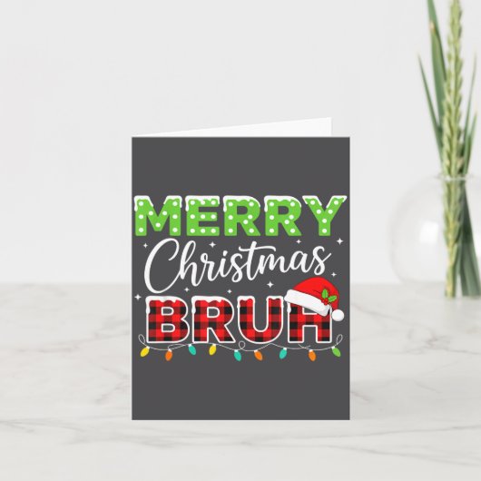 Carte Christmas Merry Christmas Bruh Buffalo Plaid Santa (Devant)