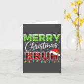 Carte Christmas Merry Christmas Bruh Buffalo Plaid Santa (Fleur jaune)