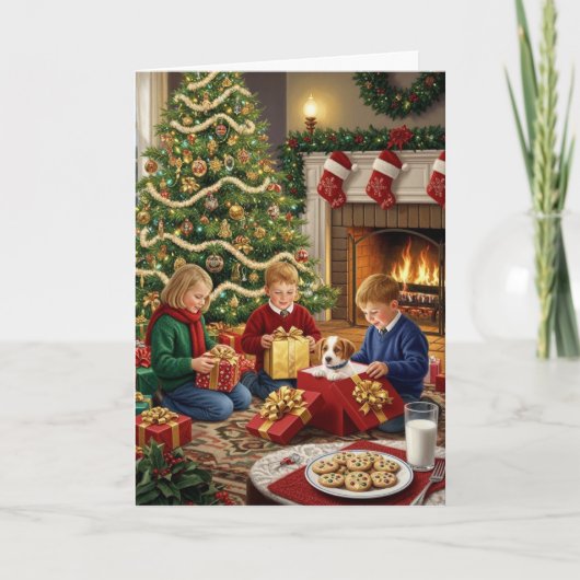 Carte Christmas Morning Magic – Traditional Holiday Card (Devant)