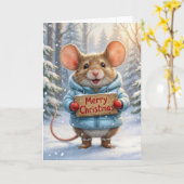Carte Christmas Mouse In Winter Forest (Fleur jaune)