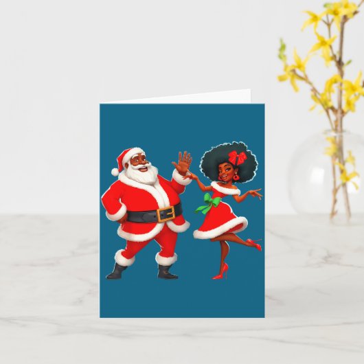Carte Christmas Mr Santa Mrs Claus Dancing African Ameri (Fleur jaune)
