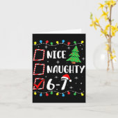 Carte Christmas Nice Naughty 67 Brainrot Funny 6-7 Meme (Fleur jaune)