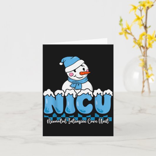Carte Christmas Nicu Snowman Neonatal Icu Nurse Squad Nu (Fleur jaune)