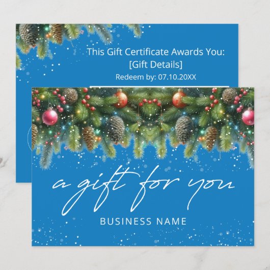 Carte Christmas Ornaments Logo Gift Certificate (Devant / Derrière)
