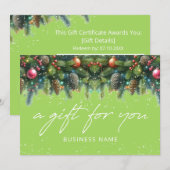 Carte Christmas Ornaments Logo Gift Certificate (Devant / Derrière)