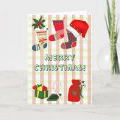 Carte Christmas pastel plaid and cute holiday icons (Devant)