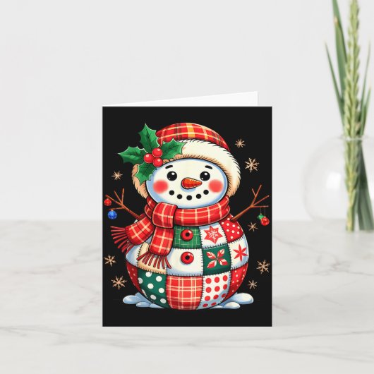 Carte Christmas Patchwork Snowman - Quilted Holiday Aest (Devant)