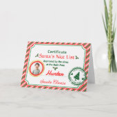 Carte Christmas Photo Certificate Santa Nice List (Devant)