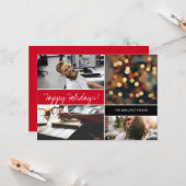Carte Christmas Photo collage Red Happy Holidays Company (Devant/Arrière en situation)