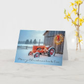 Carte Christmas Red Farm Tractor In Snow (Fleur jaune)