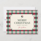 Carte Christmas red green plaid tartan  (Devant)