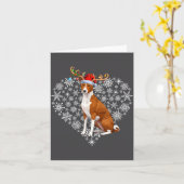 Carte Christmas Reindeer Santa Hat Basenji Lovers Xmas  (Fleur jaune)