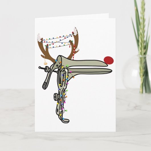 Carte Christmas Reindeer Speculum Nurse Obgyn Obstetrics (Devant)