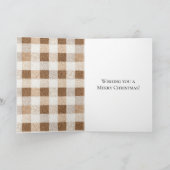 Carte Christmas Rustic Cream Brown Plaid Deer (Intérieur)