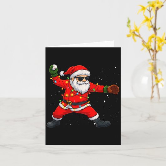 Carte Christmas Santa Claus Baseball Tcher Boys Kids Tee (Fleur jaune)