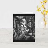 Carte Christmas Santa Claus Merry X-mas Funny Cat Selfie (Fleur jaune)