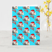 Carte Christmas Santa Dog Custom Photo Pattern (Fleur jaune)