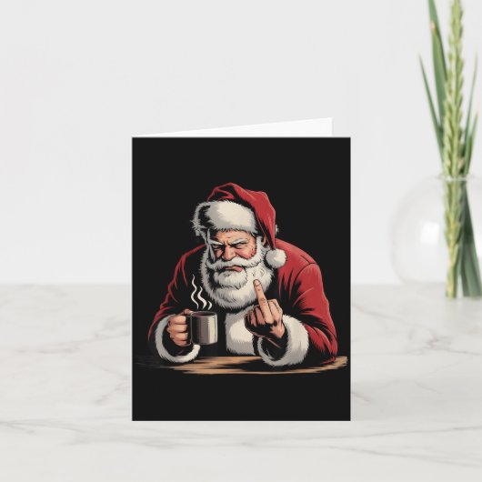 Carte Christmas Santa Middle Finger Sarcastic Xmas Funny (Devant)