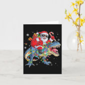 Carte Christmas Santa Riding Dinosaur Funny Xmas Lights (Fleur jaune)