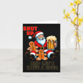 Carte Christmas Santa Shut Up And Lets Have A Beer  (Fleur jaune)
