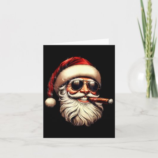 Carte Christmas Santa Smoking Cigar With Sungl Cigar Smo (Devant)