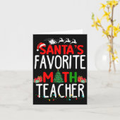 Carte Christmas Santa's Favorite Math Teacher Mathematic (Fleur jaune)