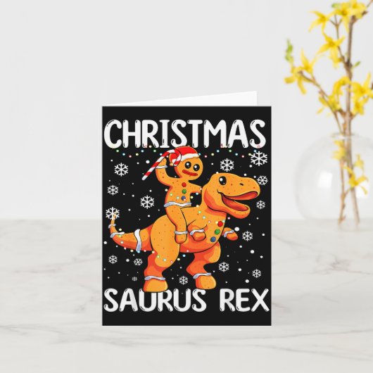 Carte Christmas Saurus Rex Gingerbread Man Cookie Trex B (Fleur jaune)