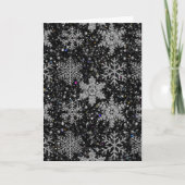 Carte Christmas silver sparkle snow flakes (Devant)
