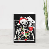 Carte Christmas Skeleton With Smiling Skull Drinking Cof (Devant)