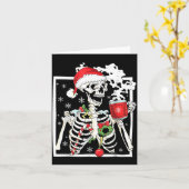 Carte Christmas Skeleton With Smiling Skull Drinking Cof (Fleur jaune)
