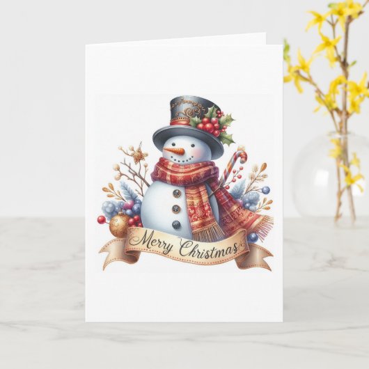 Carte Christmas Snowman (Fleur jaune)