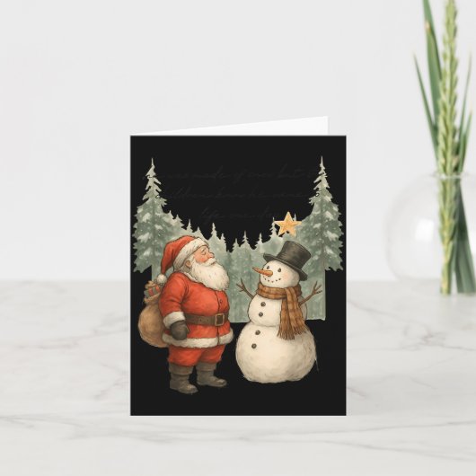 Carte Christmas Snowman And Santa He Was Made Snow  (Devant)