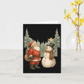 Carte Christmas Snowman And Santa He Was Made Snow  (Fleur jaune)