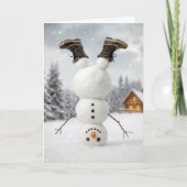 Carte Christmas Snowman Doing a Headstand (Devant)