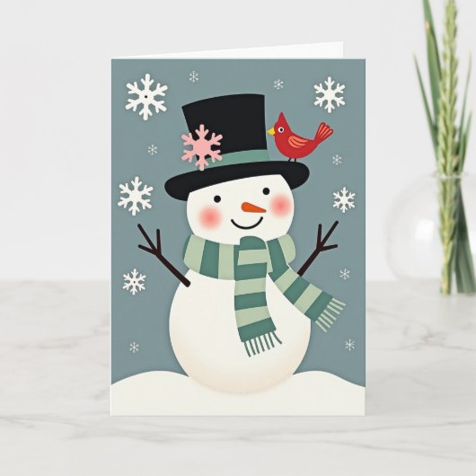 Carte Christmas Snowman With Cardinal (Devant)