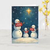 Carte Christmas Star Joy To The World Snowmen (Fleur jaune)