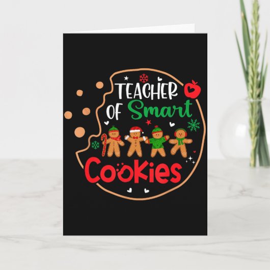 Carte Christmas Teacher Of Smart Cookies Funny Cute Ging (Devant)
