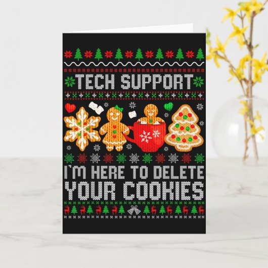 Carte Christmas Tech Suprt Here To Delete Cookies Ugly X (Fleur jaune)