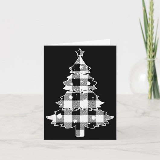 Carte Christmas Tree Black & White Buffalo Plaid Mer (Devant)