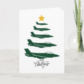 Carte Christmas Tree Green Military Airplane Minimalist (Devant)