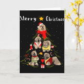Carte Christmas Tree Lhasa Apso Lover Xmas Dog Owner New (Fleur jaune)
