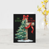 Carte Christmas Tree The Season Jesus Cross The Reason X (Fleur jaune)