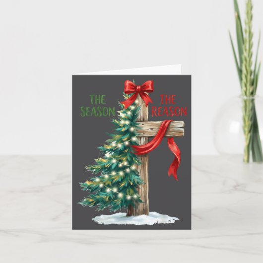 Carte Christmas Tree The Season Jesus Cross The Reason X (Devant)