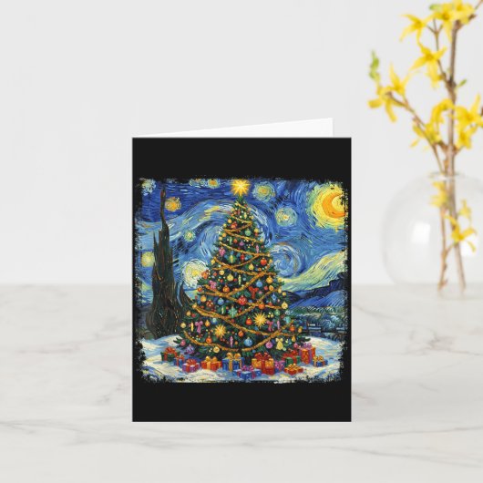 Carte Christmas Tree Van Gogh Starry Night Christmas 202 (Fleur jaune)