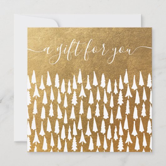 Carte Christmas Trees Vacances Gold Certificat cadeau (Devant)