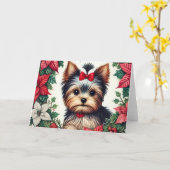 Carte Christmas Yorkie (Fleur jaune)